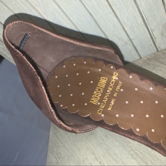 Flawless Moschino Brown Suede Round Toe Heel 39 - Picture 10 of 12